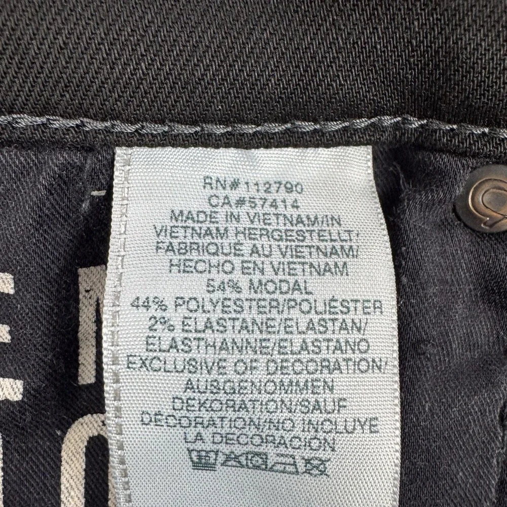 True Religion Jeans Mens 40 Black Wash Geno Slim Tapered Stretch Denim 44x33